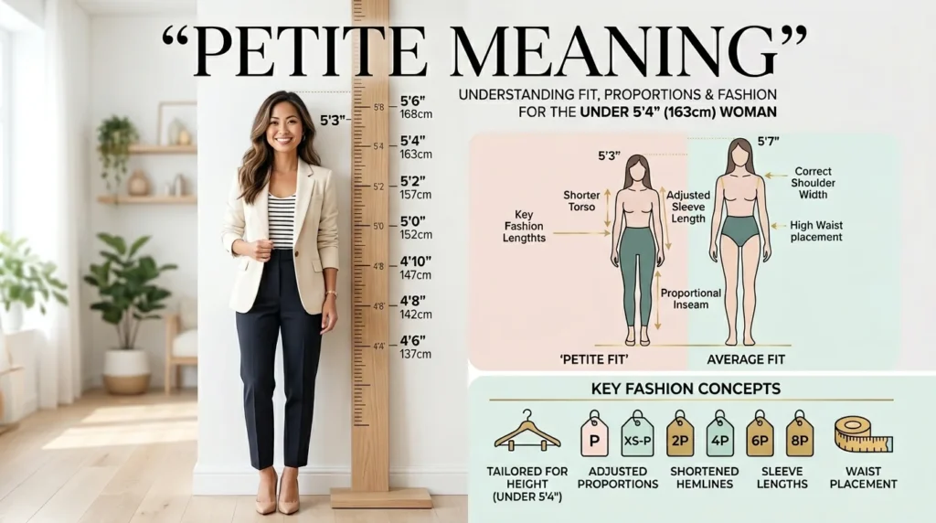 Petite meaning explained with height, body type, and fashion sizing guide