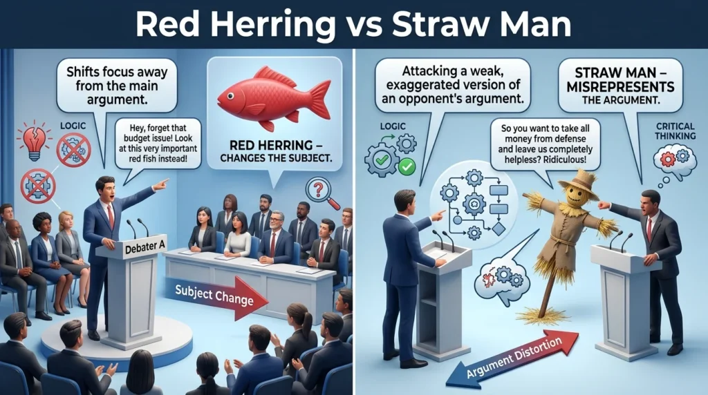 Difference Between Red Herring and Straw Man