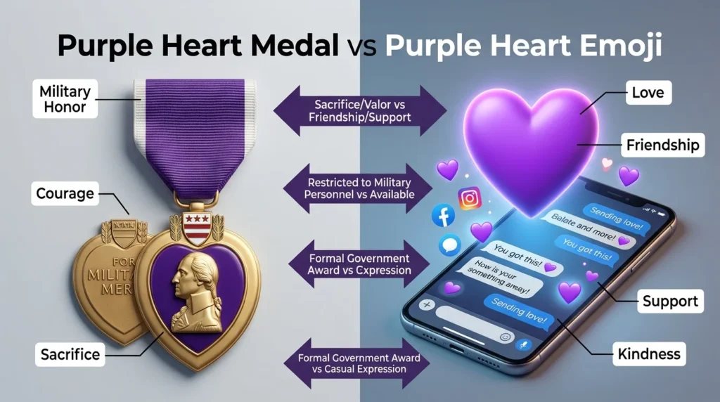 Difference Between the Purple Heart Medal and the Purple Heart Emoji