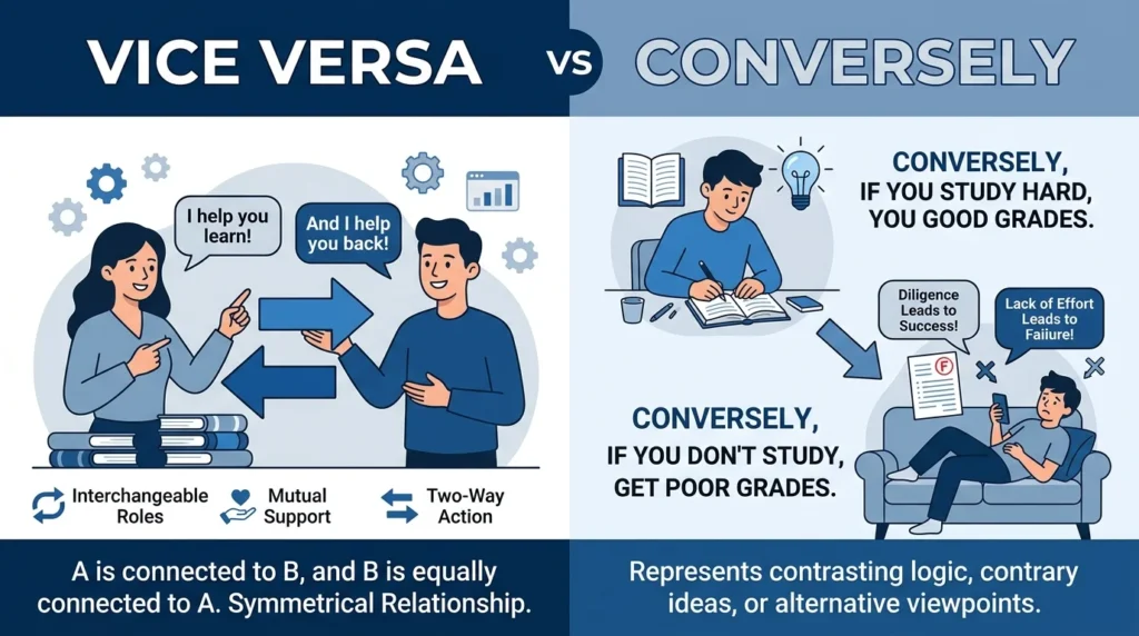 Vice Versa vs Conversely