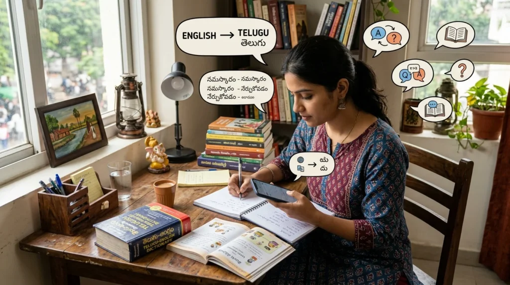 English in Telugu Meaning With Examples