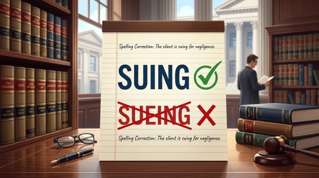 Suing vs Sueing